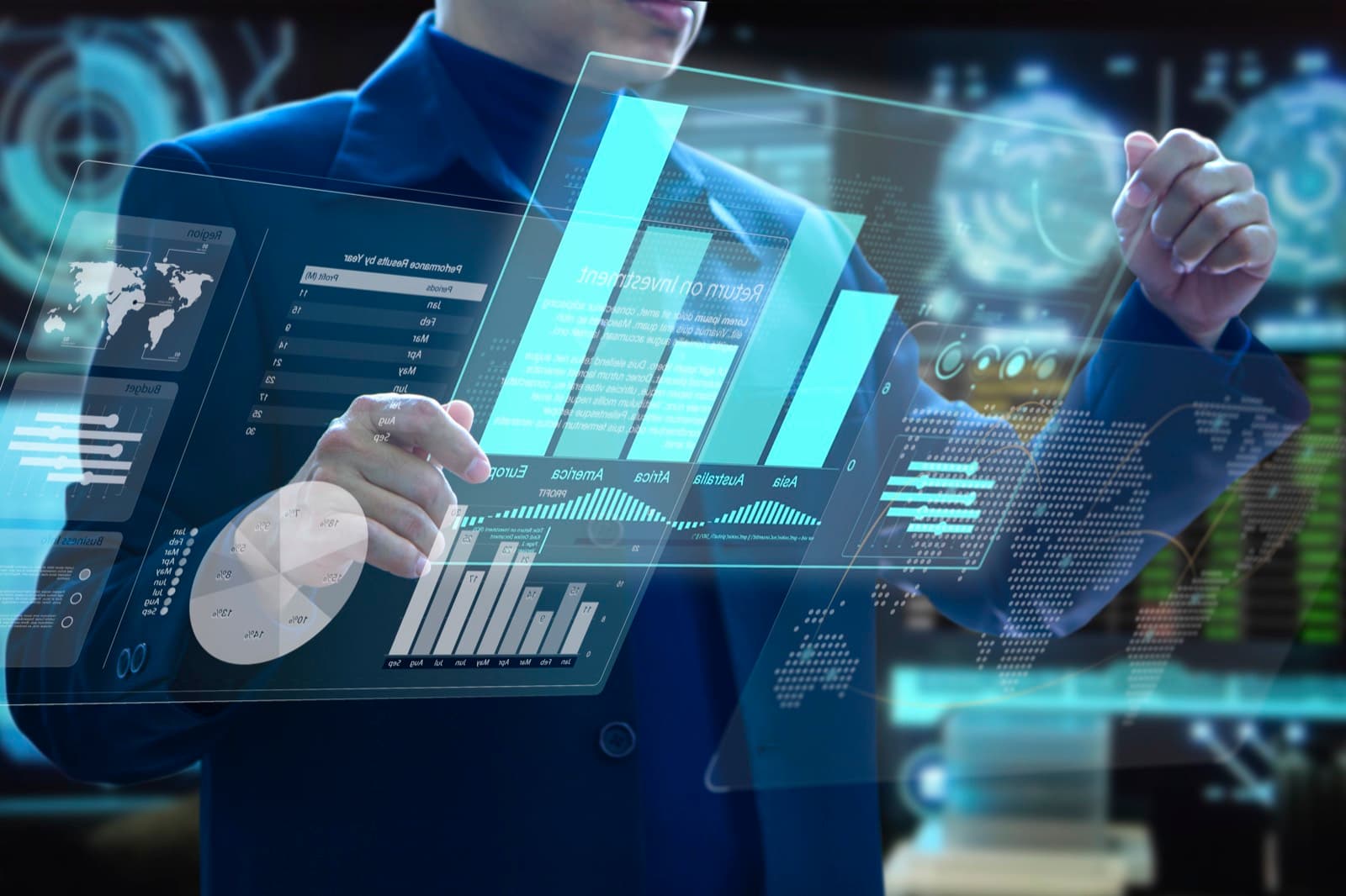 Futuristic analytics interface for coverage tracking